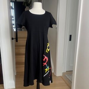 NWOT Desigual Lisa Arty LOVE Black Dress with Vibrant Patterns XL